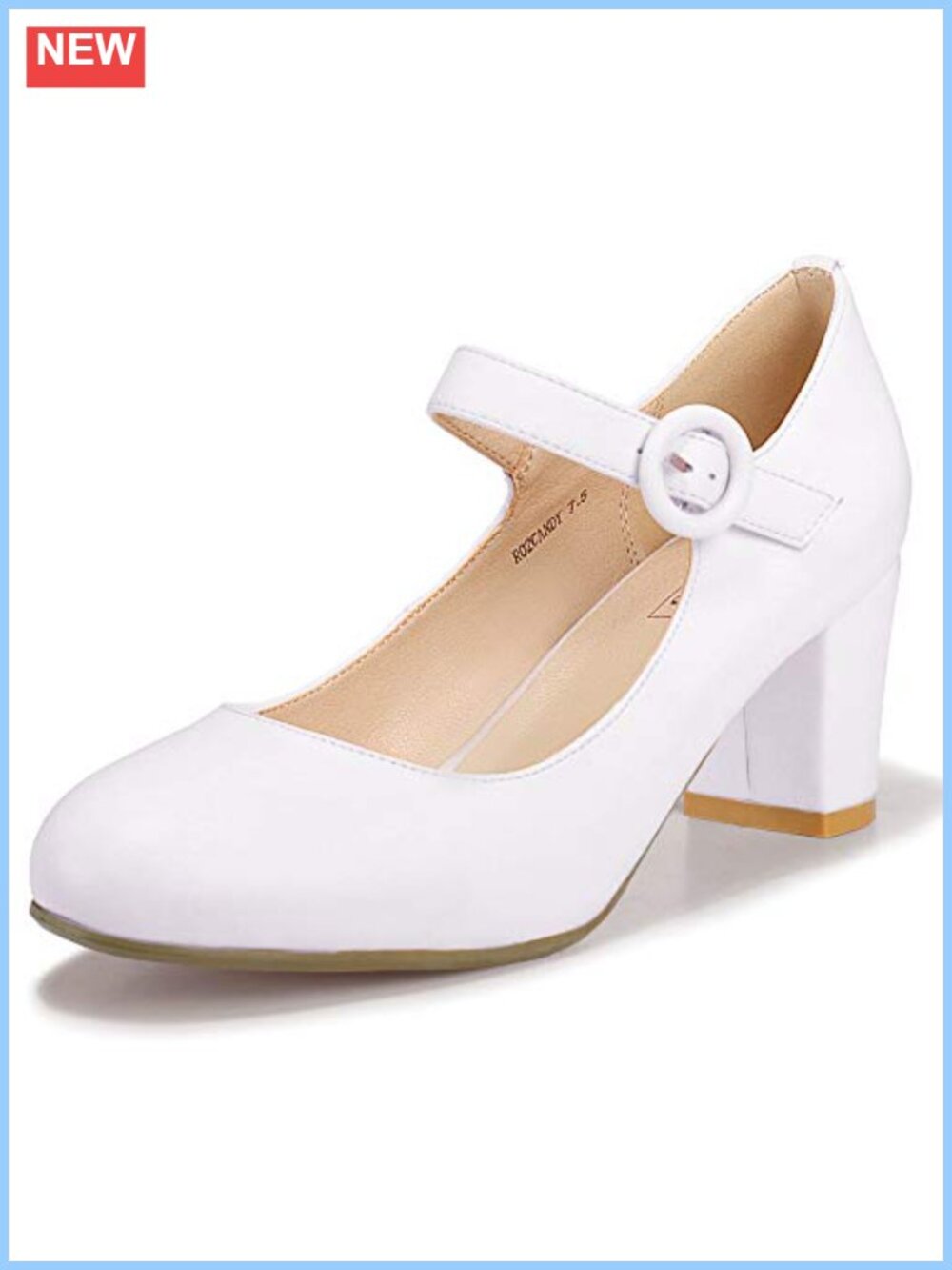 Women's Mary Jane Dress Shoes Low Block Heel Closed Round Toe Buckle